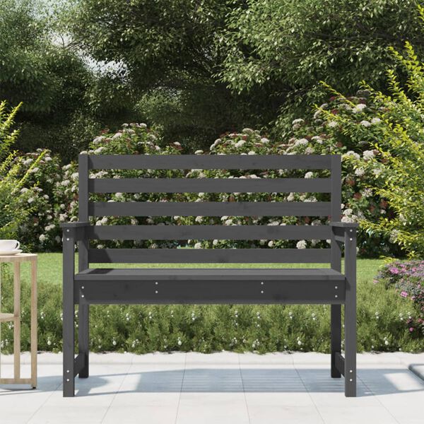vidaXL Garden Bench Grey Solid Pine Wood Medium Durable Garden Bench