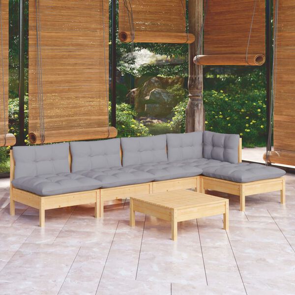 vidaXL Garden Lounge Set Grey and natural wood