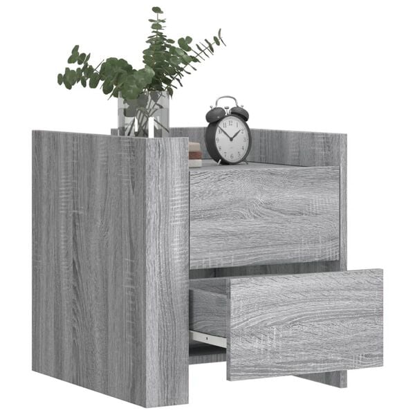 vidaXL Bedside Cabinet Grey Sonoma Engineered Wood Medium Nightstand