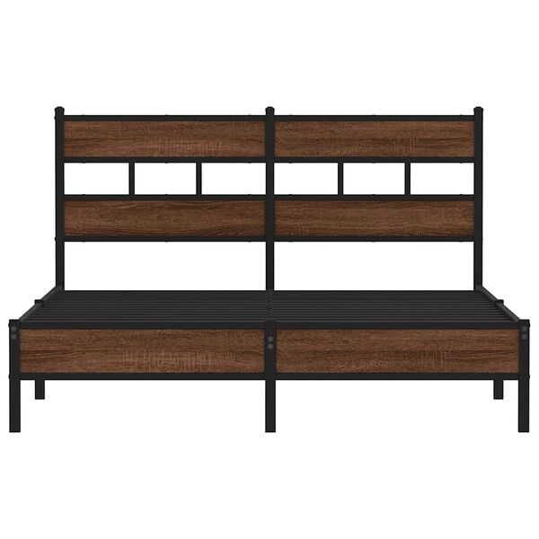 vidaXL Bed Frame Brown oak Steel and engineered wood King Bed Frame
