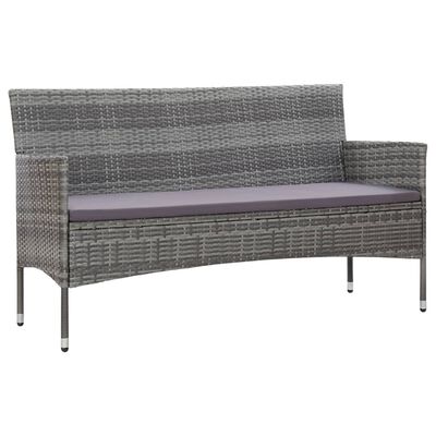 vidaXL 2 Piece Patio Lounge Set with Cushion Poly Rattan Gray
