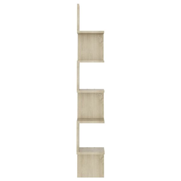 vidaXL Wall Corner Shelf Sonoma Oak Engineered Wood 7.9 x 7.9 x 50.2 in