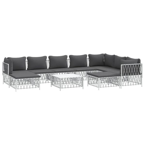 vidaXL Garden Lounge Set White, Dark Grey