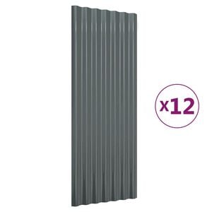 vidaXL Roof Panels 12 pcs Galvanized Steel Anthracite 39.4"x14.2"