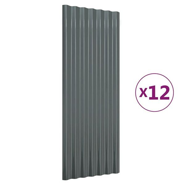 vidaXL Roof Panels 12 pcs Galvanized Steel Anthracite 39.4"x14.2"