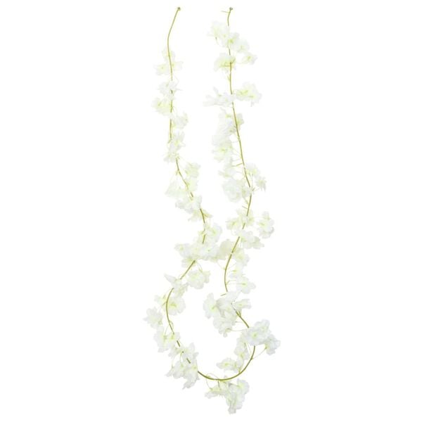 vidaXL Christmas Flower Garland White Artificial silk and PE Large