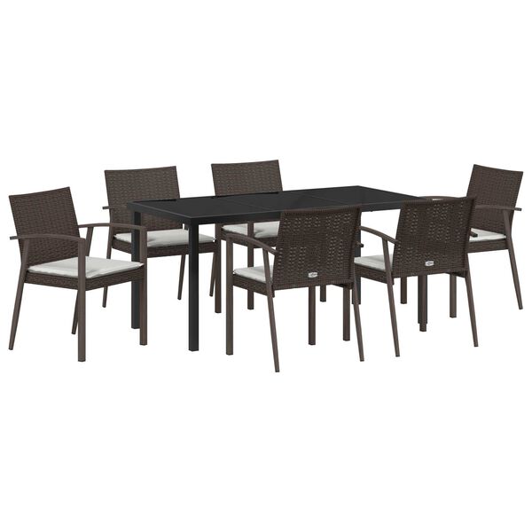vidaXL Garden Dining Set 7 pcs Brown and Black PE Rattan