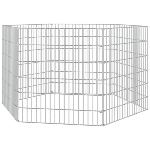 vidaXL Animal Enclosure Silver Galvanized iron 6-Panel