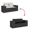 vidaXL Garden Sofa Set Black PE Rattan Large Removable Covers