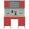 vidaXL Work Cabinet with Drawer with Lock 7 pcs Red 150 x 55 x 200 cm