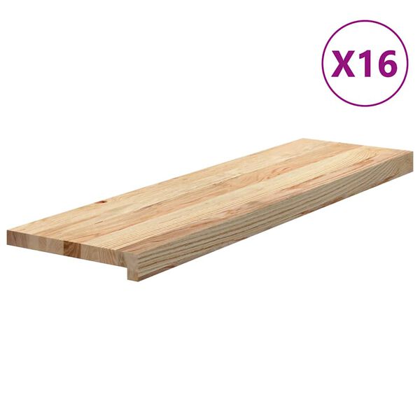 vidaXL Stair Tread Set of 16 Natural Oak Solid oak wood 35.4x11.8 in