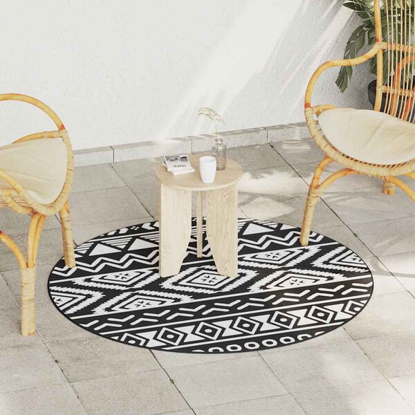 vidaXL Patio Carpet ARAKIL Black Ø47.2 " PP