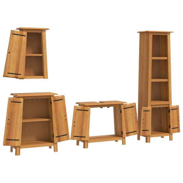 vidaXL Bathroom Furniture Set Pine Solid pine wood Medium