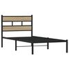vidaXL Bed Frame Black, Sonoma Oak Iron, Engineered Wood Twin Bed Frame