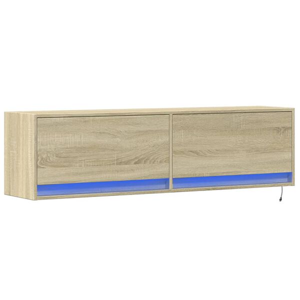 vidaXL TV Wall Cabinet Sonoma Oak Engineered Wood 55.1 x 12.2 x 15.0 in