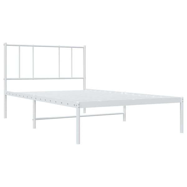 vidaXL Bed Frame White Powder-coated steel Twin Bed Frame Rectangular