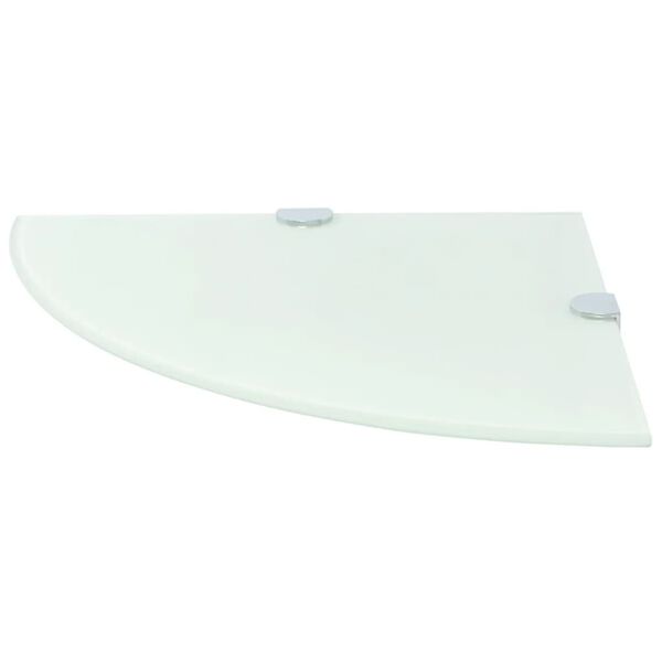 vidaXL Corner Shelf Set of 2 White Tempered glass 9.8 x 9.8 in