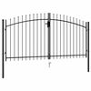 vidaXL Fence Gate Double Door with Spike Top Steel 117.9x78.5" Black