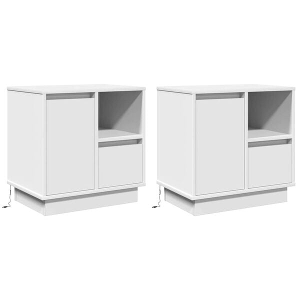 vidaXL Bedside Cabinet 2 pcs White 19.69 x 13.58 x 19.69 in
