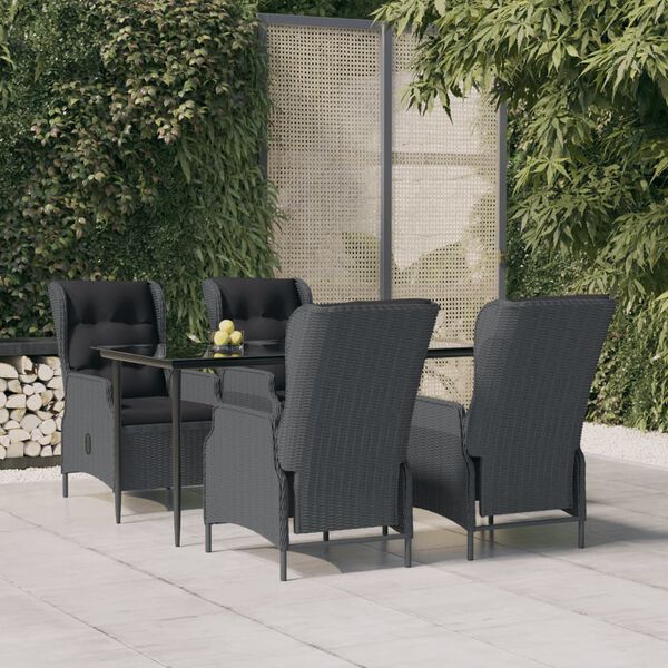 vidaXL Garden Dining Set Dark Grey, Black