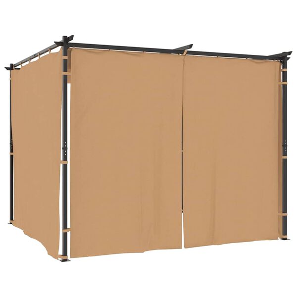 vidaXL Gazebo with Curtains 9.8x9.8' Taupe Steel
