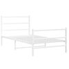 vidaXL Bed Frame White Powder-Coated Steel Twin Bed Frame Rectangular