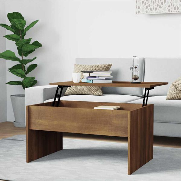 vidaXL Coffee Table Brown Oak Engineered Wood Medium Height-Adjustable