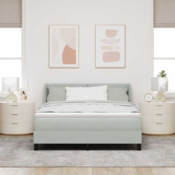 vidaXL Box Spring Bed Light Grey 78.74 x 62.99 in Polyester