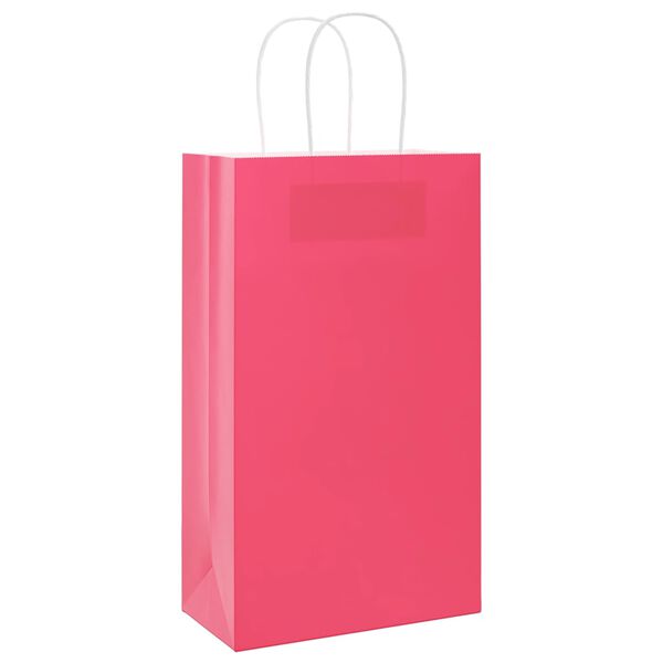 vidaXL Paper Bags 250 pcs with Handles Pink 21x11x36 cm