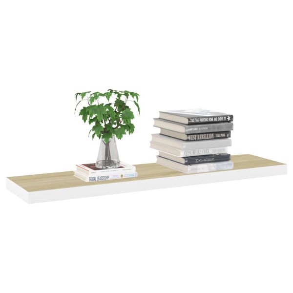 vidaXL Wall Shelf Set of 2 Oak and White Honeycomb MDF, metal frame