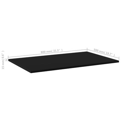 vidaXL Bookshelf Boards 4 pcs Black 31.5"x19.7"x0.6" Chipboard