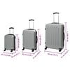 vidaXL Suitcase 3 pcs Silver 19.69 x 12.20 x 30.71 in ABS Plastic