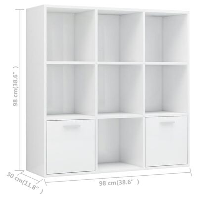 vidaXL Book Cabinet High Gloss White 38.6"x11.8"x38.6" Engineered Wood