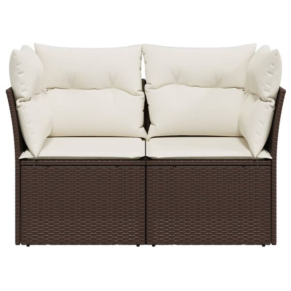 vidaXL Garden Sofa Brown Poly Rattan Medium Adjustable Feet