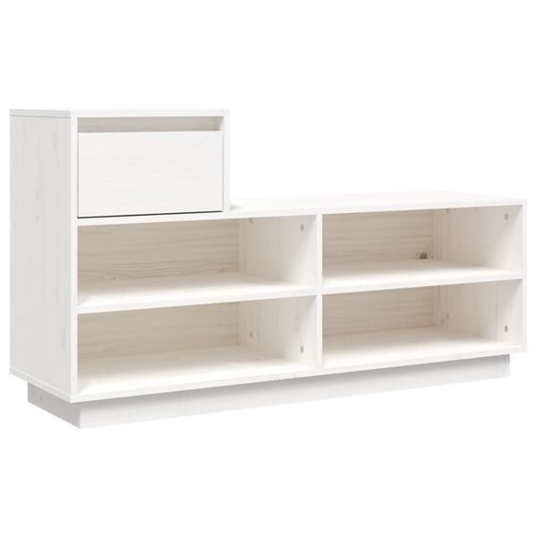 vidaXL Shoe Cabinet White 43.3x13.4x24.0" Solid Wood Pine