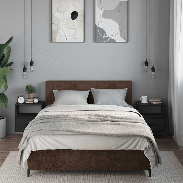 vidaXL Wall-mounted Bedside Cabinet Set of 2 Black Engineered wood, Metal