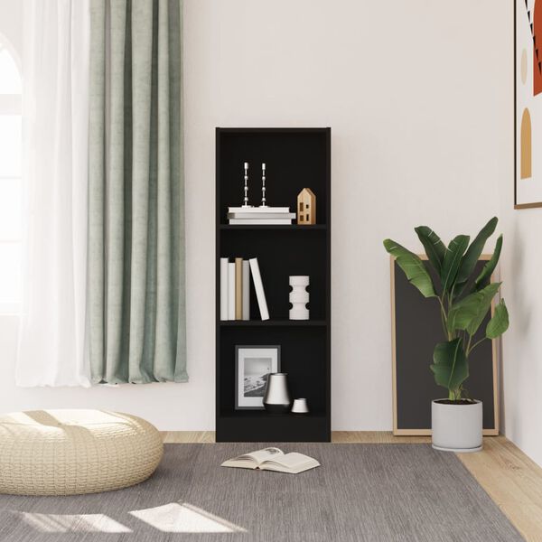 vidaXL Book Cabinet Black Engineered wood Tall Storage Book Cabinet