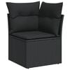 vidaXL Garden Sofa Set Black and brown Poly Rattan and Acacia Wood
