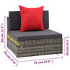 vidaXL Sofa Set Grey rattan, Dark grey cushion, Red pillow