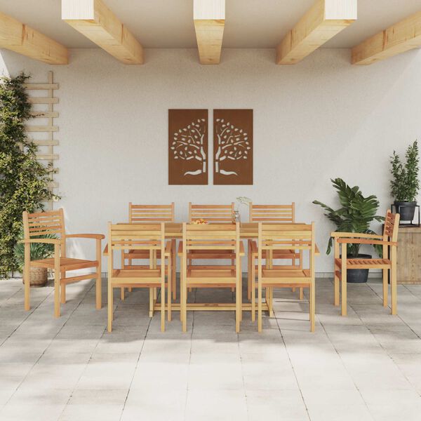 vidaXL Garden Dining Set 9 pcs Brown Solid Teak Wood