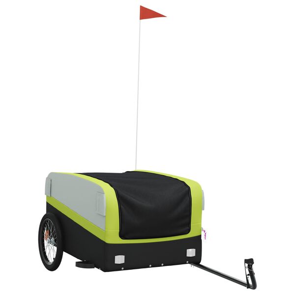vidaXL Bike Trailer Black and Green 99.2 lb Iron