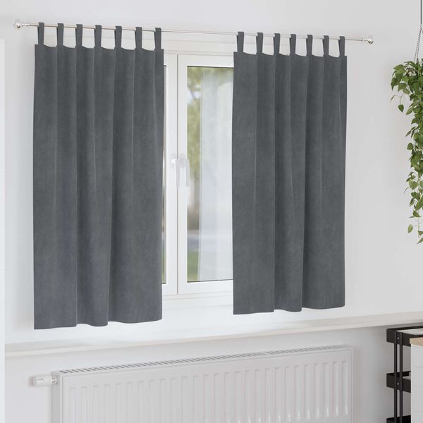 vidaXL Blackout Curtains 2 pcs Light Grey 55.12 x 68.90 in Velvet