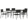 vidaXL Garden Dining Set Black Poly Rattan, Steel, Tempered Glass