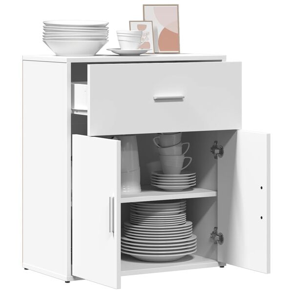 vidaXL Sideboard White Engineered Wood Medium Sideboard Rectangular