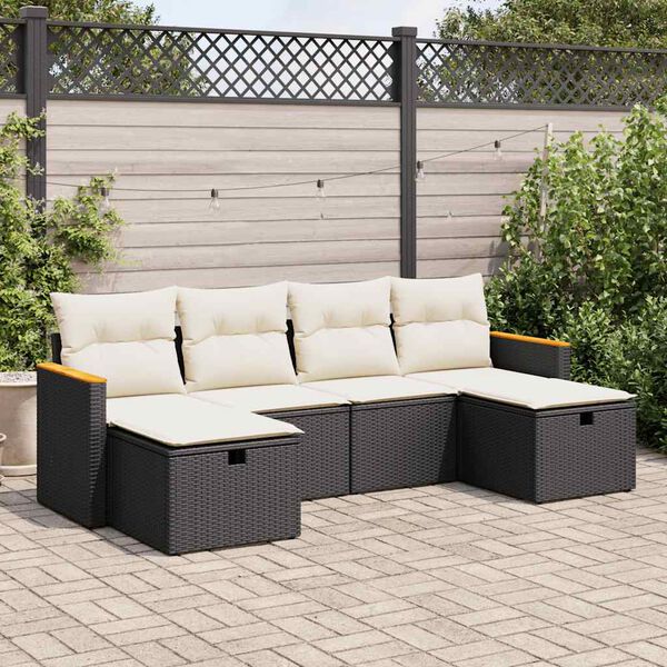 vidaXL Garden Sofa Set Black, Cream White