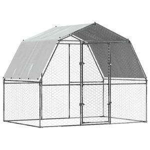 vidaXL Chicken Cage Silver Galvanized steel, PE (polyethylene) Large