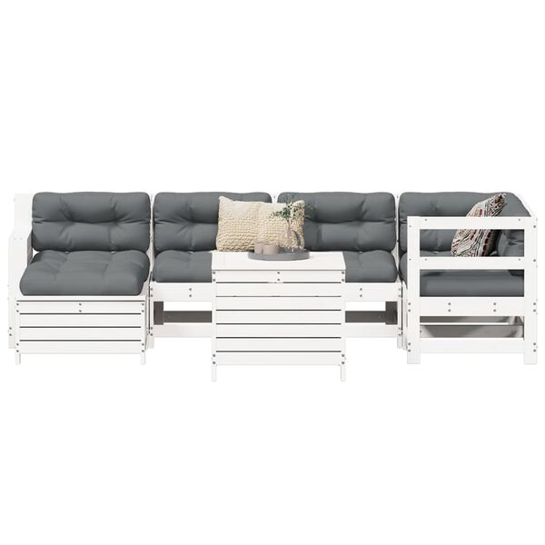 vidaXL Garden Sofa Set White Solid pine wood, Plywood Full Sofa Set