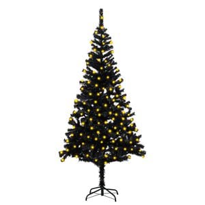 vidaXL Artificial Pre-lit Christmas Tree with Stand Black 70.9" PVC
