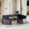 vidaXL 7 Piece Patio Sofa Set with Cushions Gray Poly Rattan
