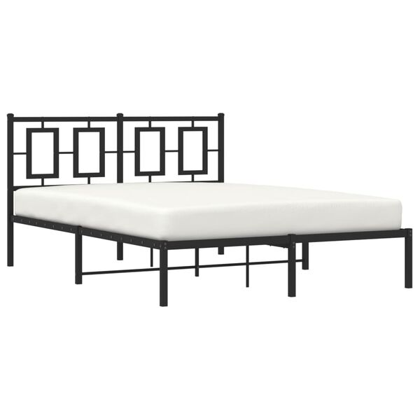 vidaXL Bed Frame Black Powder-Coated Steel Double Bed Frame
